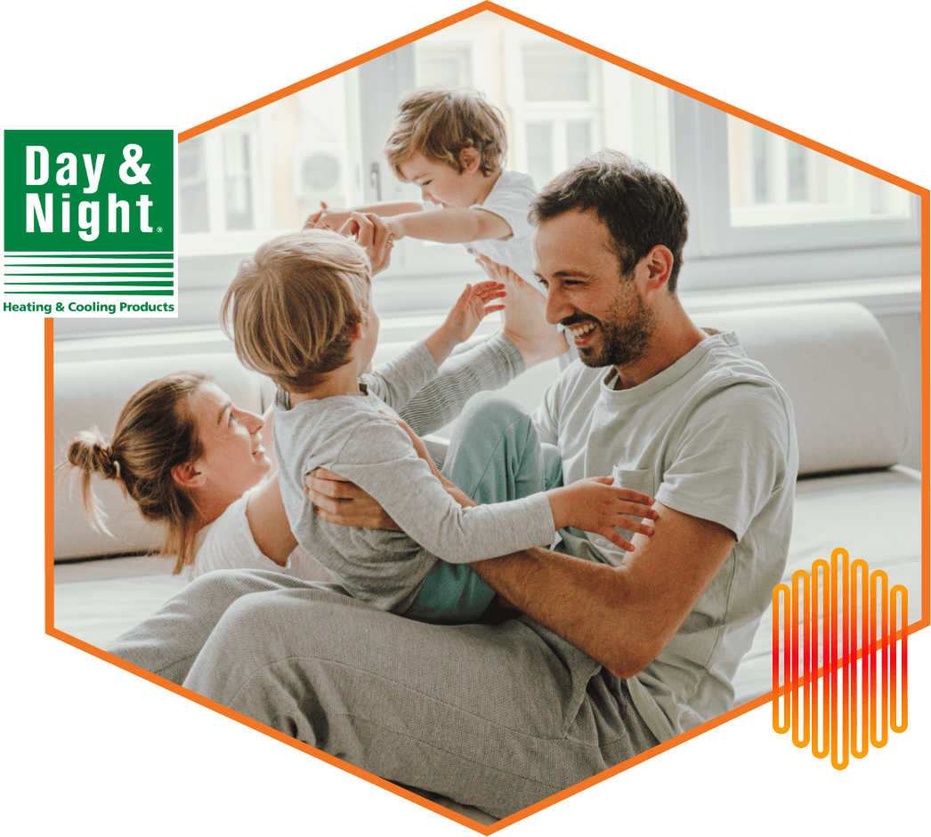 Parents playing with their two children in living room of their Rigby, Idaho, home.