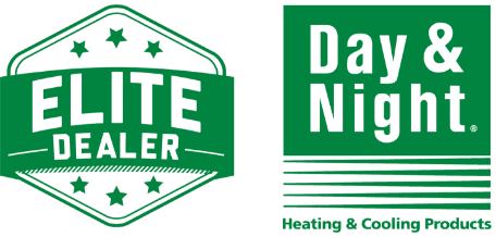 Day & Night Heating & Cooling Products Elite Dealer logo.